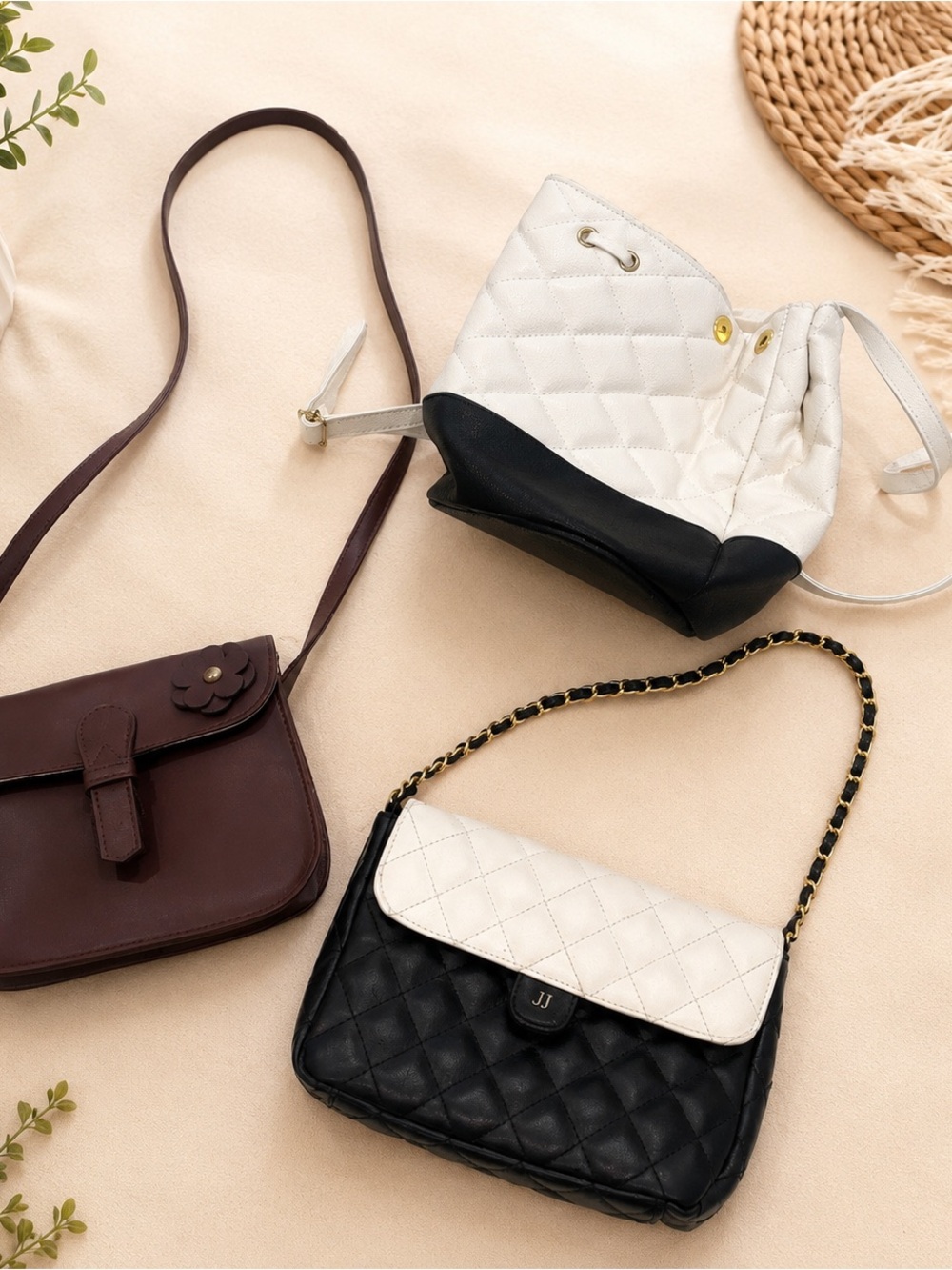 Little girls Quilted Two-Tone Shoulder Bag in Black & White